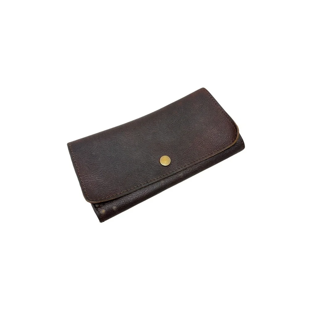 Portland Leather Goods Brown Leather Envelope Wallet D-Ring Clutch Organizer